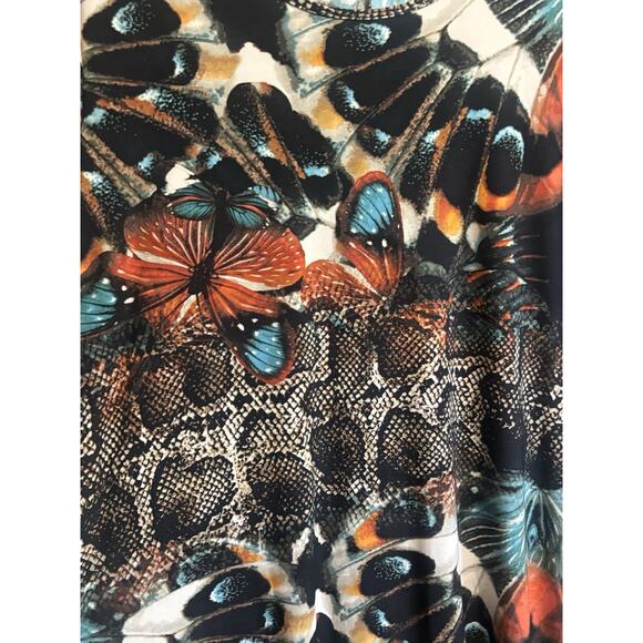 Attitudes by Renee Size XL Maxi Dress Soft Knit Unique Moth & Snake Print Artsy - Picture 4 of 9